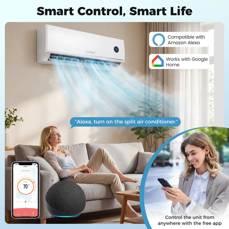 12000 BTU Smart Mini Split AC/Heater Works with Alexa & Google Assistant by DirectDeals