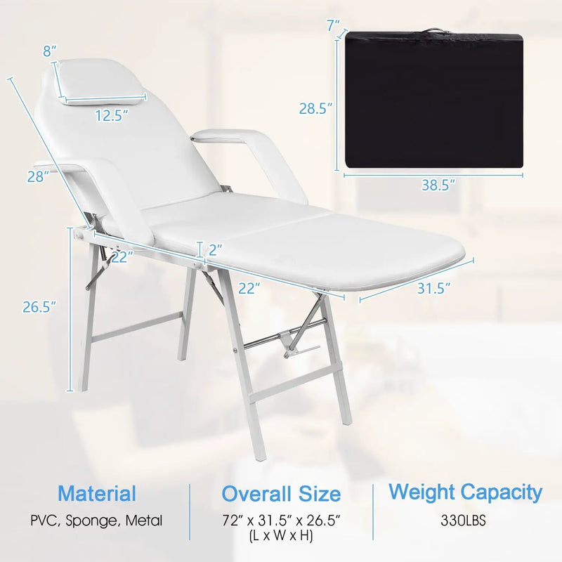 73 Inch Adjustable Massage Table with Backrest & Footrest by DirectDeals