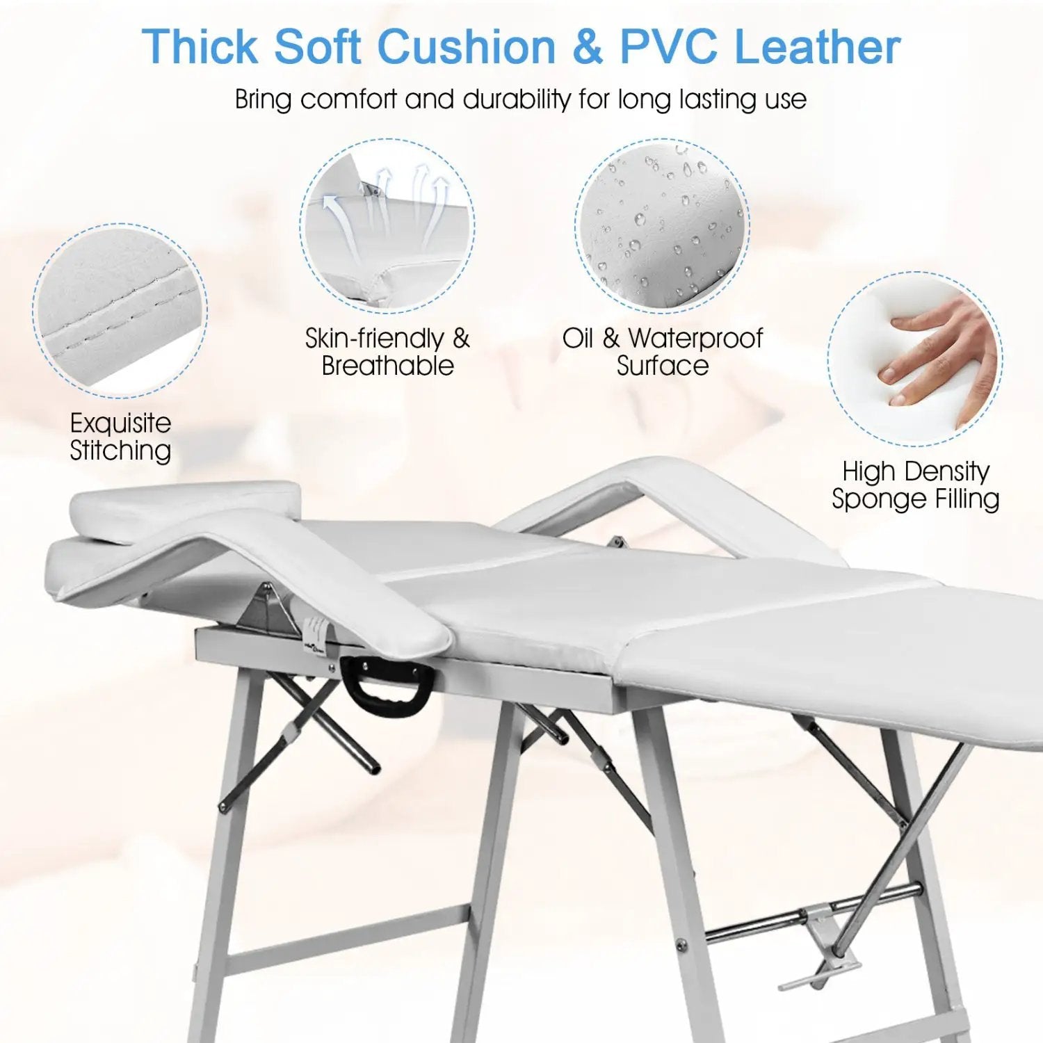 73 Inch Adjustable Massage Table with Backrest & Footrest by DirectDeals