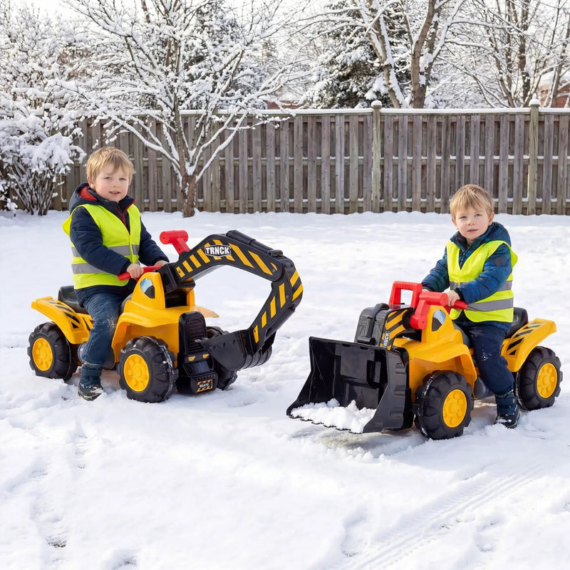 3-in-1 Ride on Excavator Bulldozer Detachable with Engine Sound and Helmet by DirectDeals