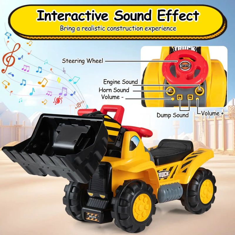 3-in-1 Ride on Excavator Bulldozer Detachable with Engine Sound and Helmet by DirectDeals