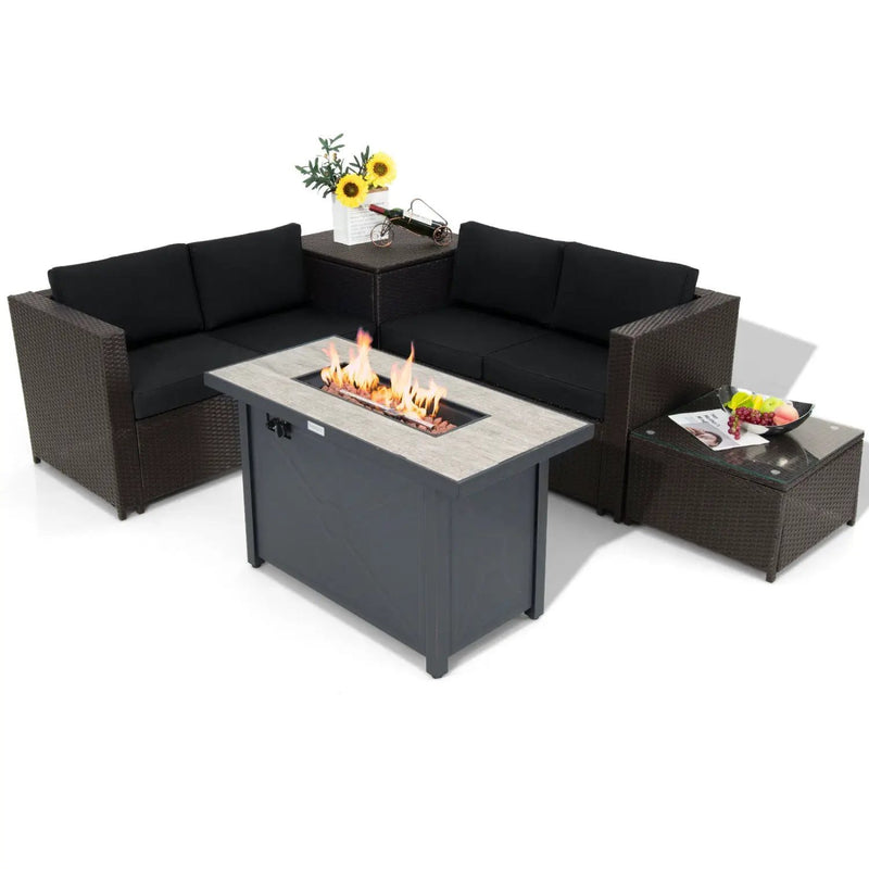 5-Piece Patio Furniture Set with Propane Fire Pit Table by DirectDeals