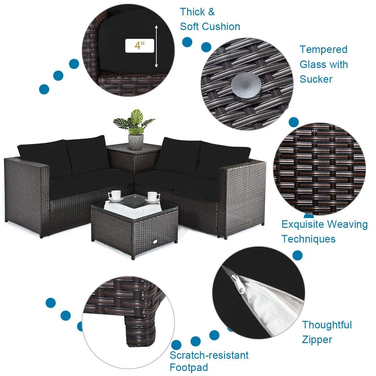 5-Piece Patio Furniture Set with Propane Fire Pit Table by DirectDeals
