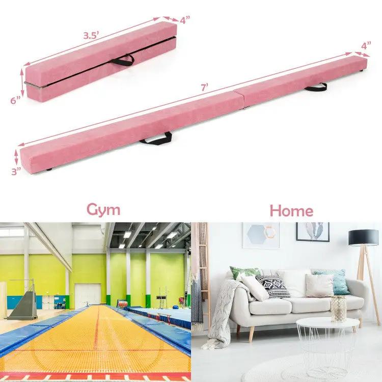 Folding Gymnastics Mat and Portable Floor Balance Beam Set by DirectDeals