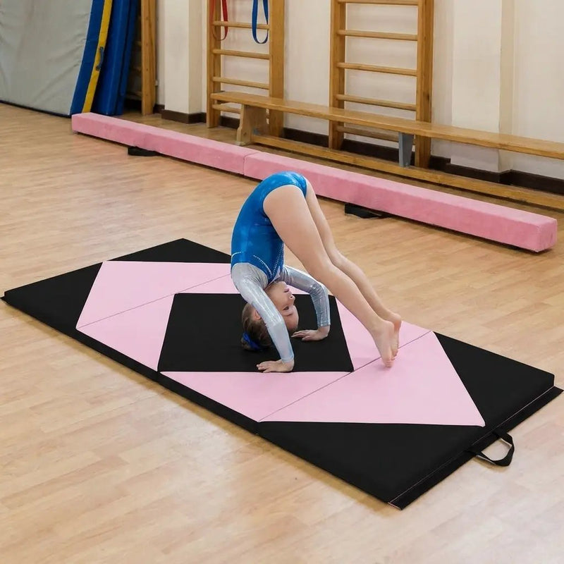Folding Gymnastics Mat and Portable Floor Balance Beam Set by DirectDeals