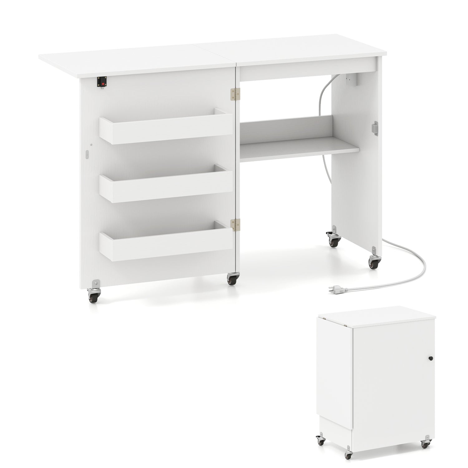 Sewing Machine and Table Set with Charging Station Folding Craft Desk and Beginner Sewing Machine by DirectDeals
