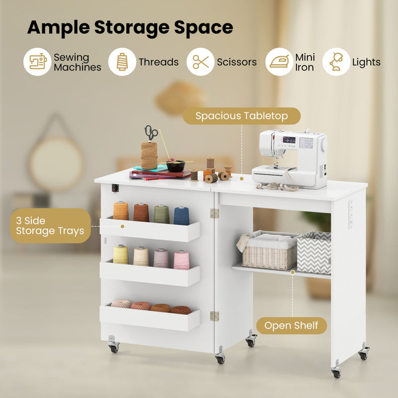 Sewing Machine and Table Set with Charging Station Folding Craft Desk and Beginner Sewing Machine by DirectDeals