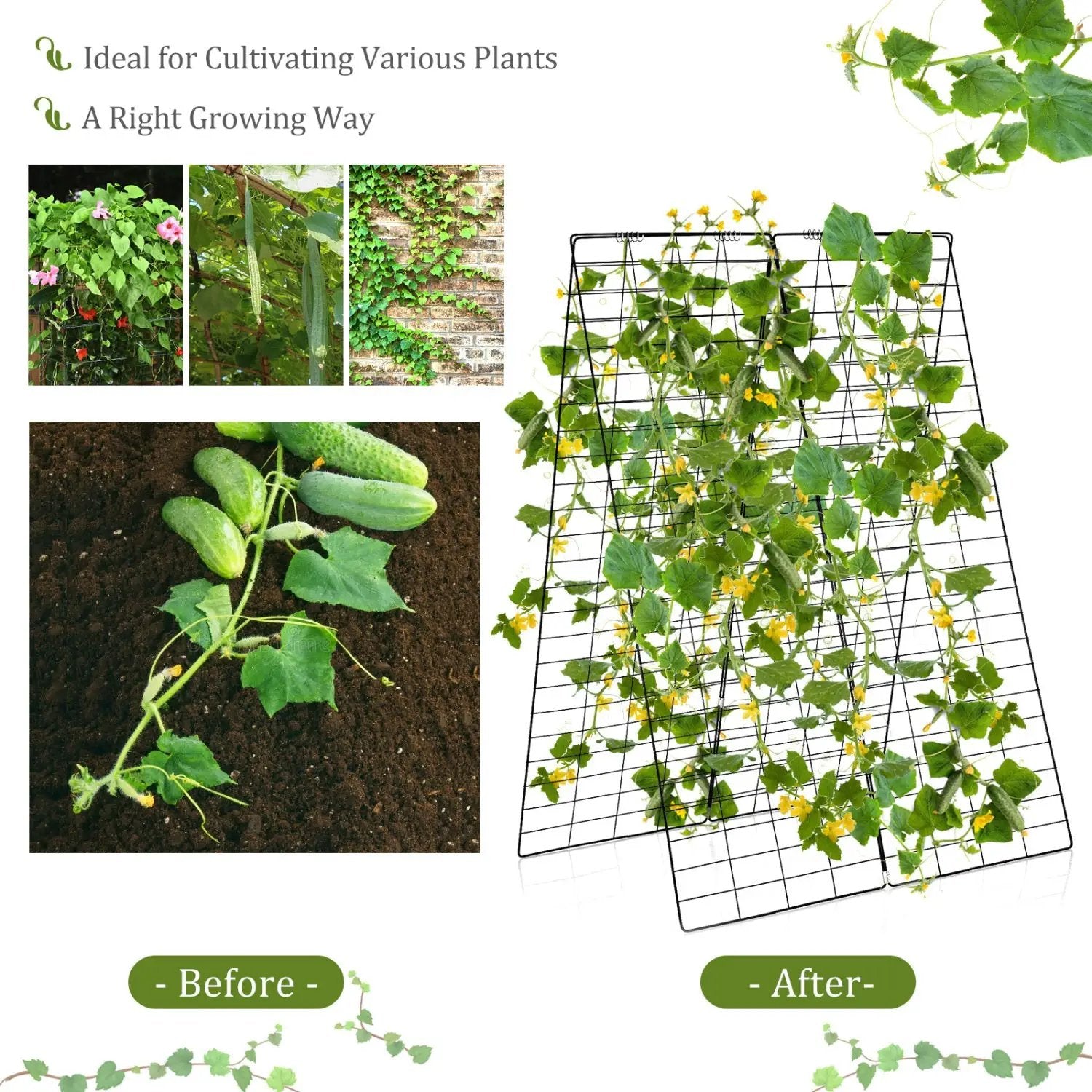 A-Frame Garden Trellis for Climbing Plant with Ground Stake and Cable Tie by DirectDeals