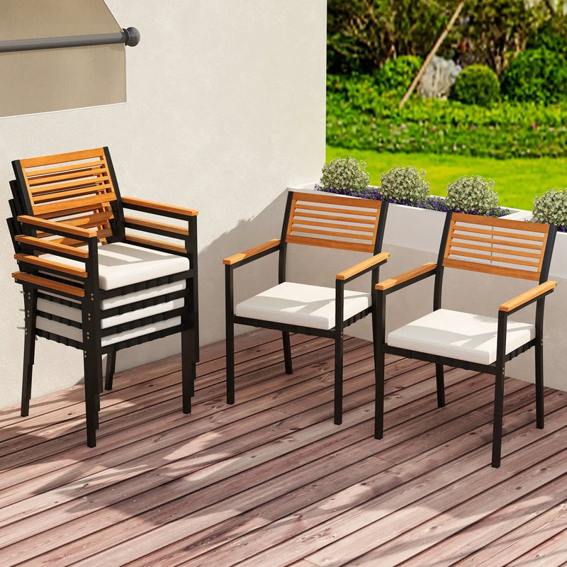 Stackable Patio Dining Chairs Set of 6 with Cushions by DirectDeals