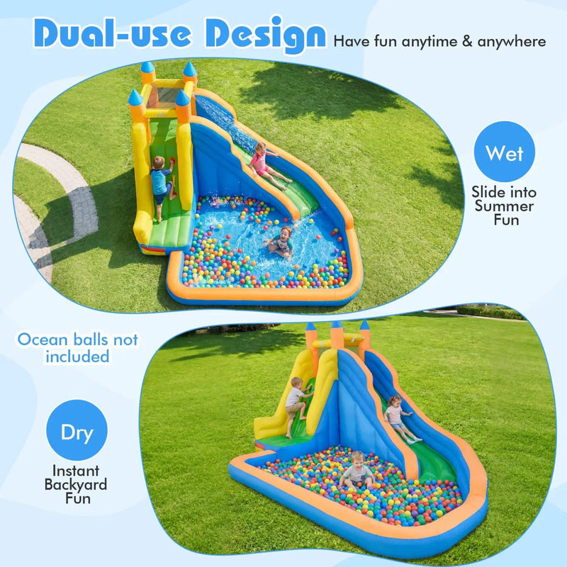 Inflatable Water Slide with Curved Slide and 680W Blower by DirectDeals