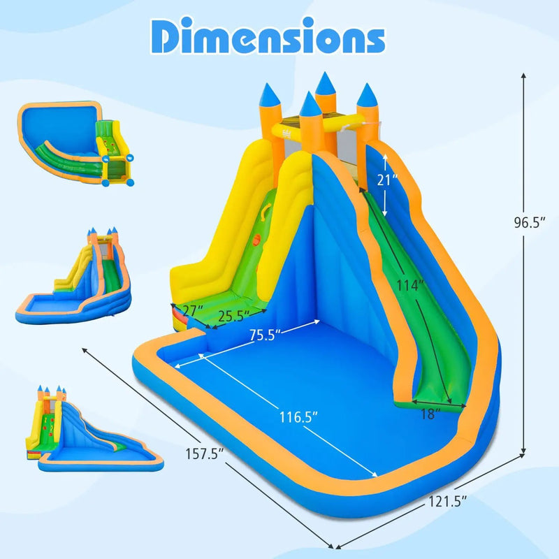 Inflatable Water Slide with Curved Slide and 680W Blower by DirectDeals