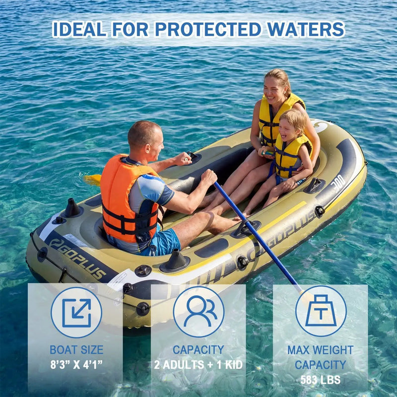 3-Person Inflatable Fishing Boat with Oars and Pump by DirectDeals