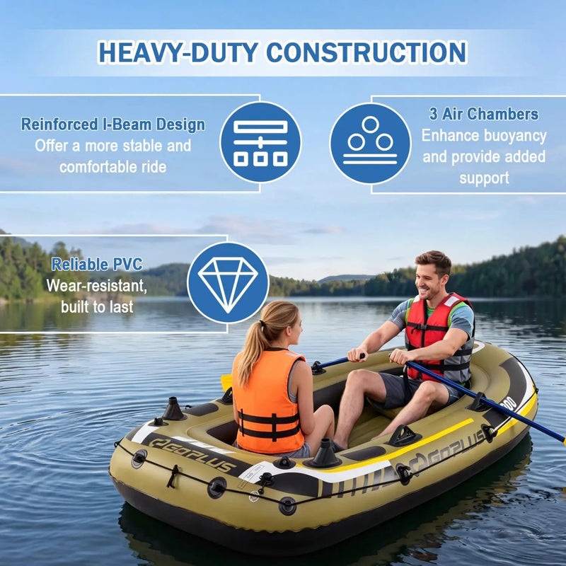 3-Person Inflatable Fishing Boat with Oars and Pump by DirectDeals