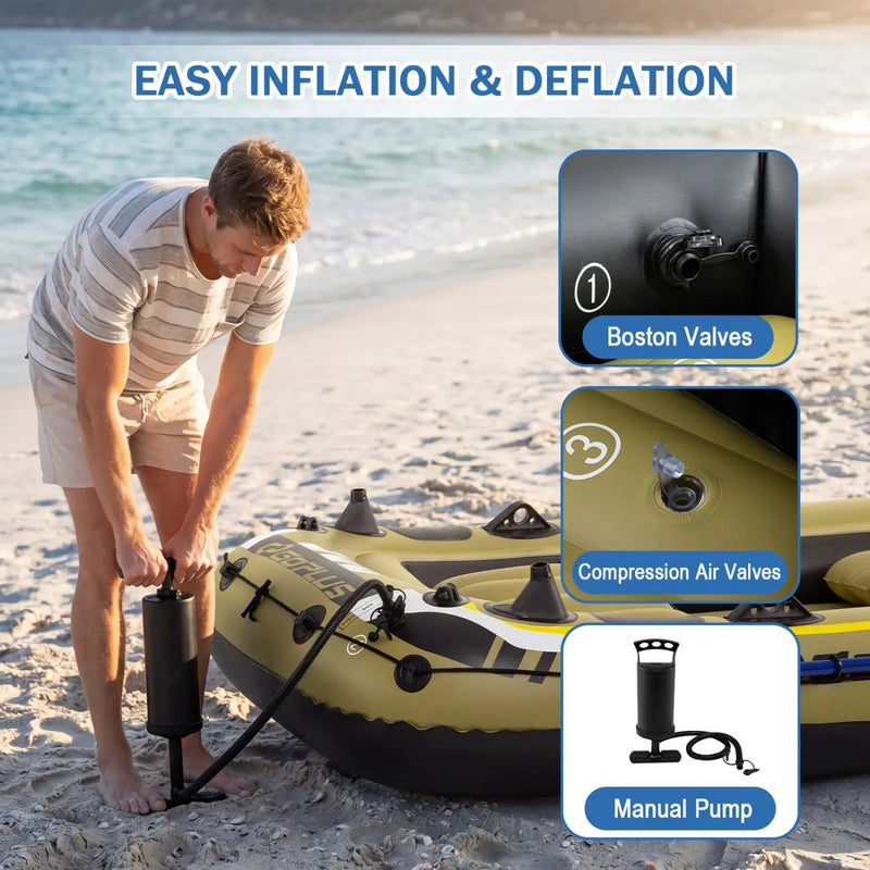 3-Person Inflatable Fishing Boat with Oars and Pump by DirectDeals
