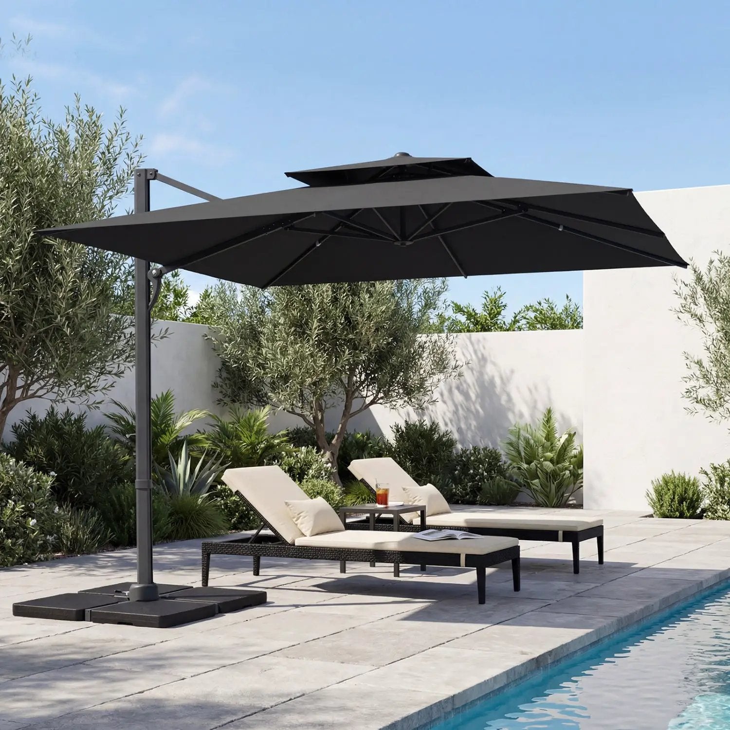 10 FT Cantilever Patio Umbrella with 220 LBS Base by DirectDeals