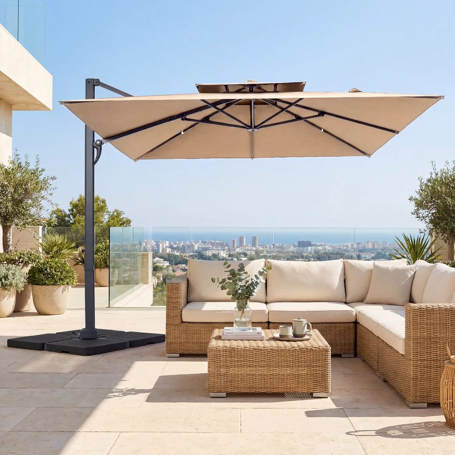 10 FT Cantilever Patio Umbrella with 220 LBS Base by DirectDeals