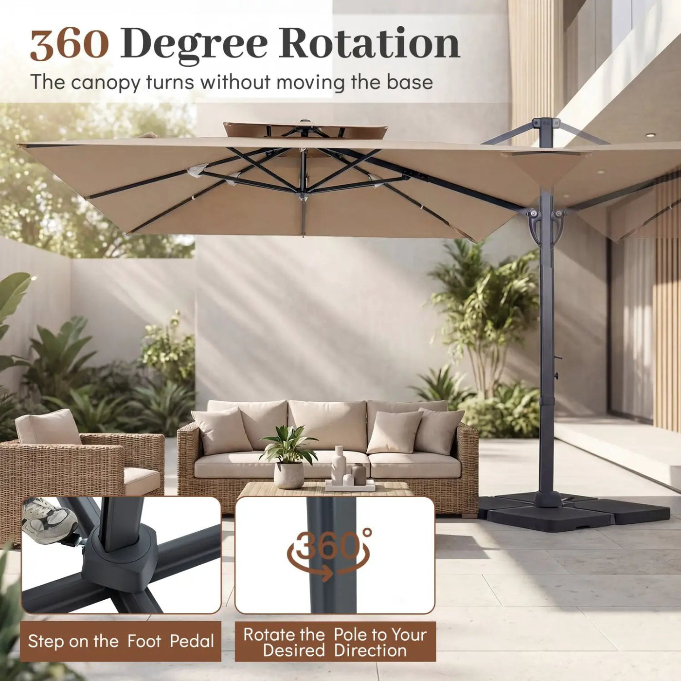 10 FT Cantilever Patio Umbrella with 220 LBS Base by DirectDeals