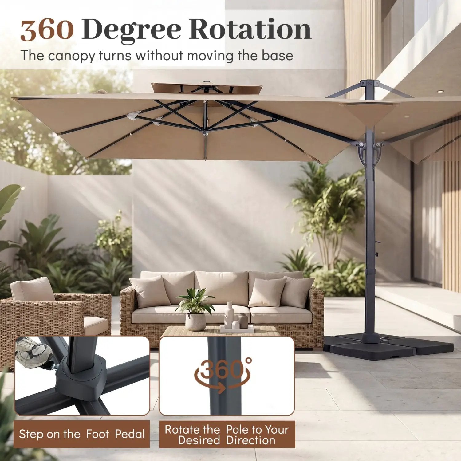 10 FT Cantilever Patio Umbrella with 220 LBS Base by DirectDeals