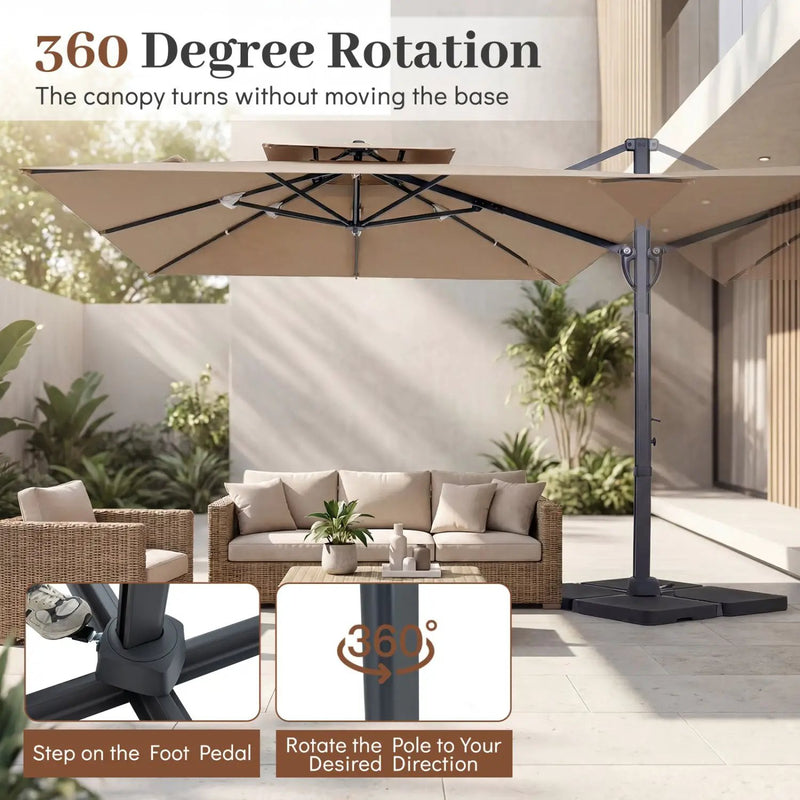 10 FT Cantilever Patio Umbrella with 220 LBS Base by DirectDeals