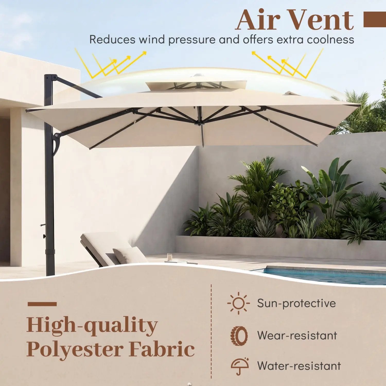 10 FT Cantilever Patio Umbrella with 220 LBS Base by DirectDeals