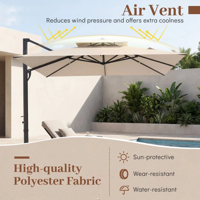 10 FT Cantilever Patio Umbrella with 220 LBS Base by DirectDeals