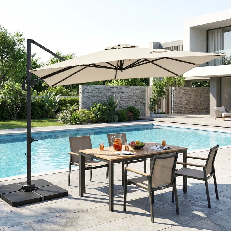 Offset Hanging Patio Umbrella 11x9 ft with 220 lb Base by DirectDeals