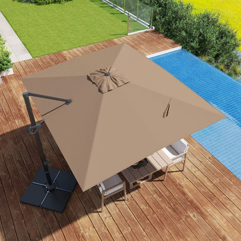 Offset Hanging Patio Umbrella 11x9 ft with 220 lb Base by DirectDeals
