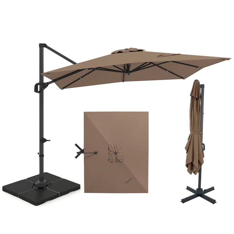 Offset Hanging Patio Umbrella 11x9 ft with 220 lb Base by DirectDeals