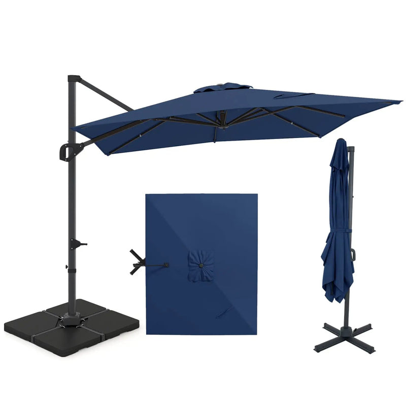 Offset Hanging Patio Umbrella 11x9 ft with 220 lb Base by DirectDeals