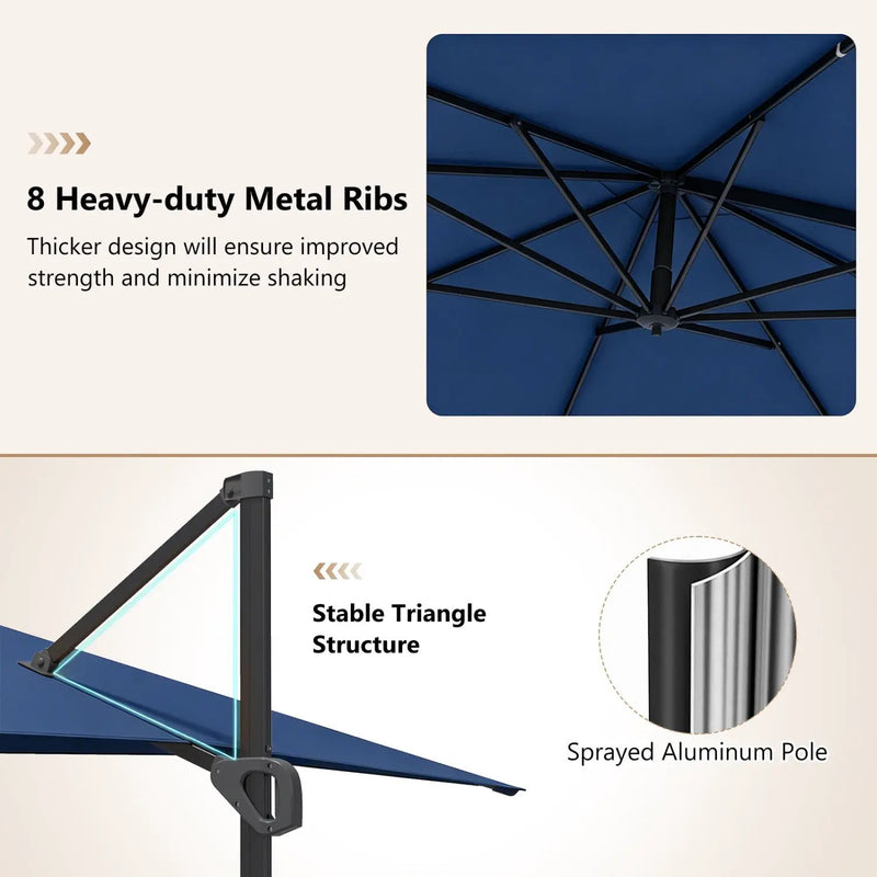 Offset Hanging Patio Umbrella 11x9 ft with 220 lb Base by DirectDeals