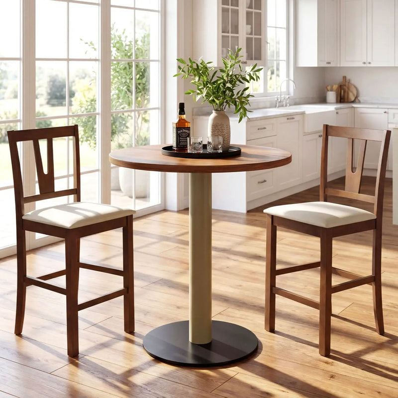 Counter Height Bar Stools with V-Back - Set of 2 by DirectDeals