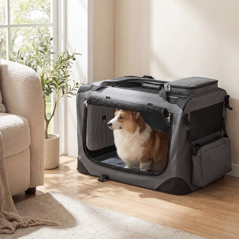 Soft Collapsible Dog Crate with Mesh Windows and 3 Doors by DirectDeals