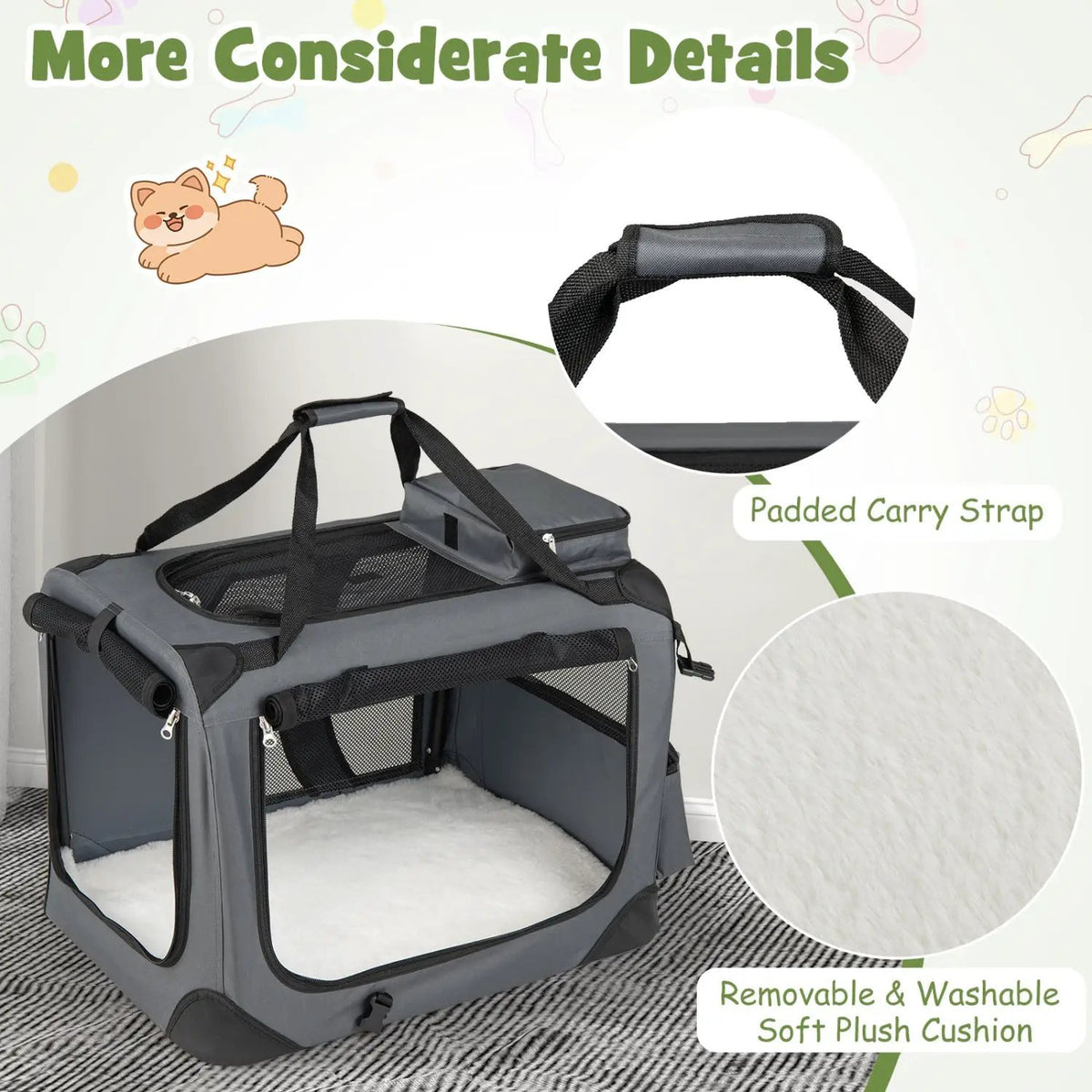 Soft Collapsible Dog Crate with Mesh Windows and 3 Doors by DirectDeals