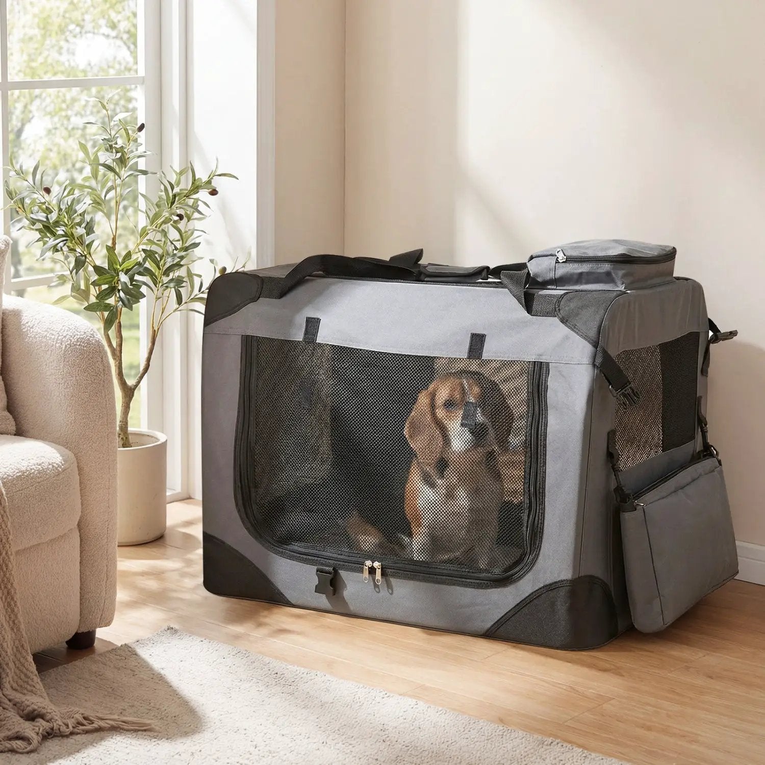 Soft Collapsible Dog Crate with Mesh Windows and 3 Doors by DirectDeals