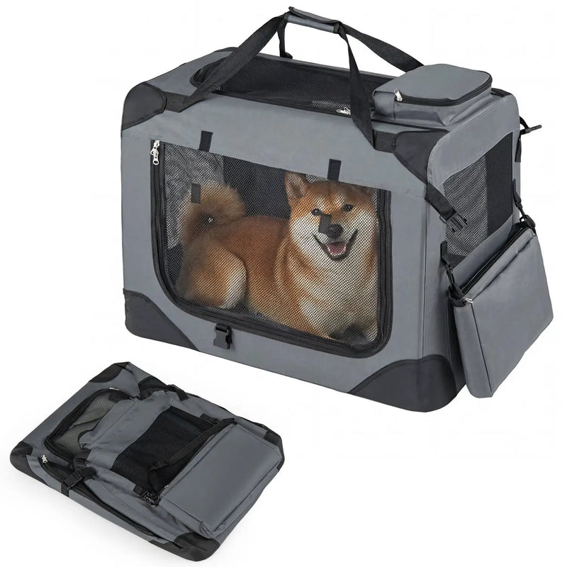 Soft Collapsible Dog Crate with Mesh Windows and 3 Doors by DirectDeals