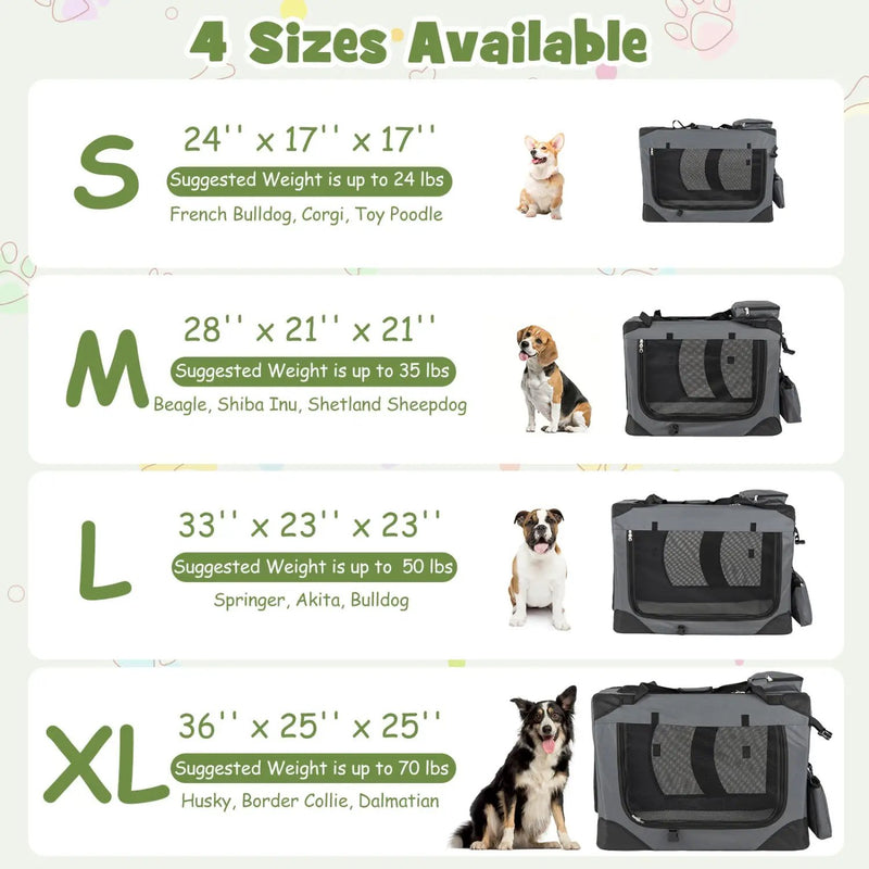 Soft Collapsible Dog Crate with Mesh Windows and 3 Doors by DirectDeals