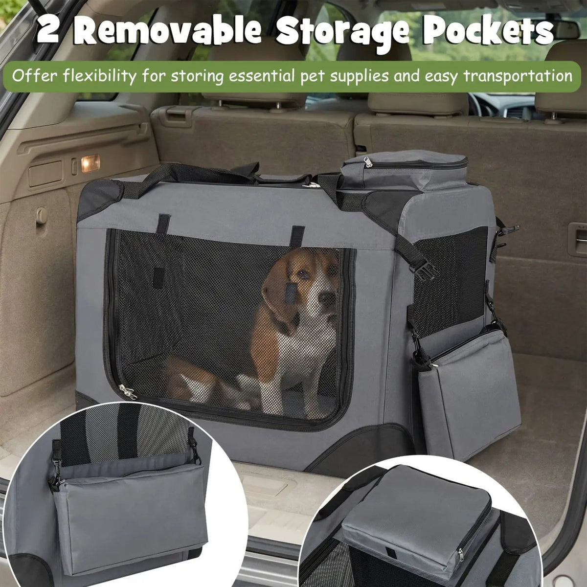 Soft Collapsible Dog Crate with Mesh Windows and 3 Doors by DirectDeals