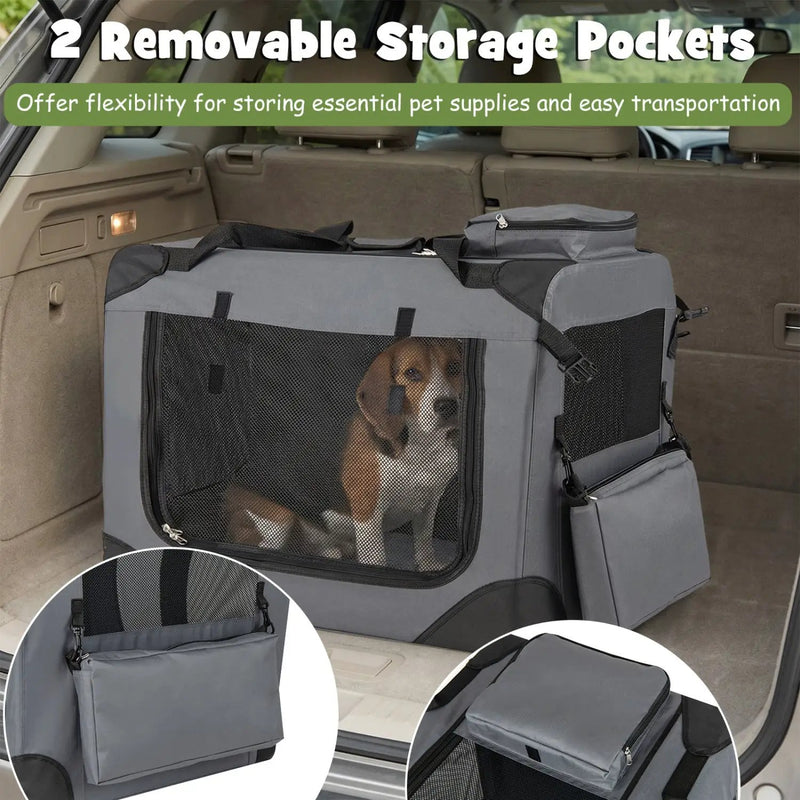 Soft Collapsible Dog Crate with Mesh Windows and 3 Doors by DirectDeals