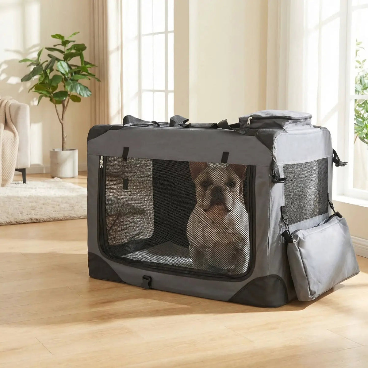 Soft Collapsible Dog Crate with Mesh Windows and 3 Doors by DirectDeals