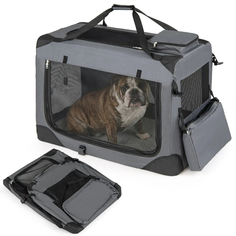 Soft Collapsible Dog Crate with Mesh Windows and 3 Doors by DirectDeals