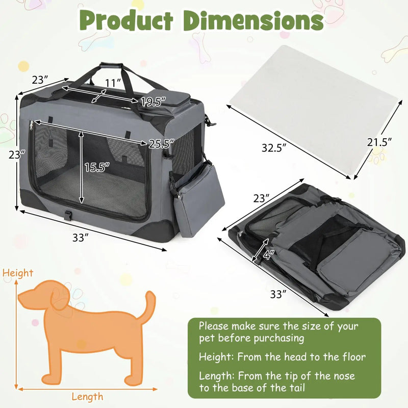 Soft Collapsible Dog Crate with Mesh Windows and 3 Doors by DirectDeals