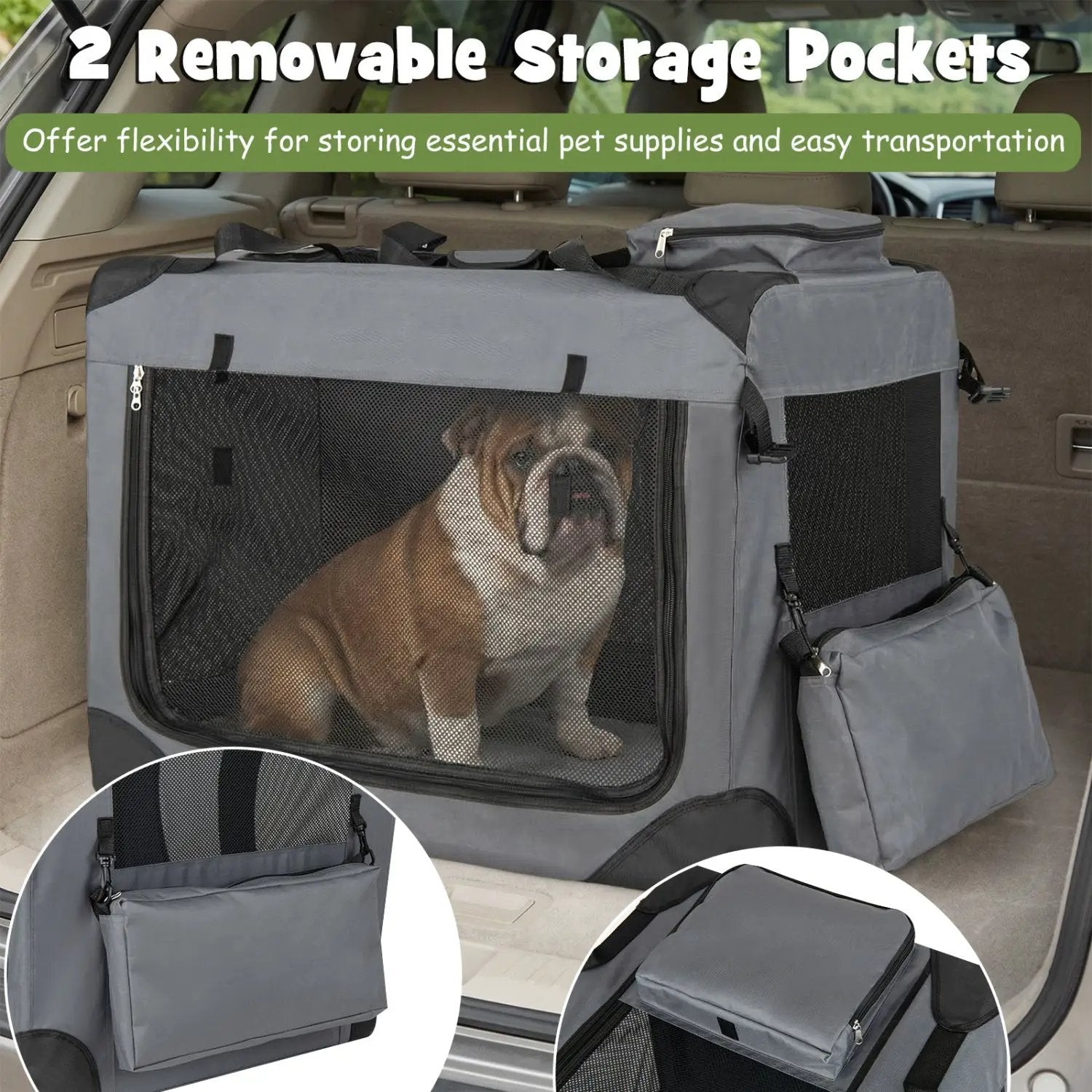 Soft Collapsible Dog Crate with Mesh Windows and 3 Doors by DirectDeals