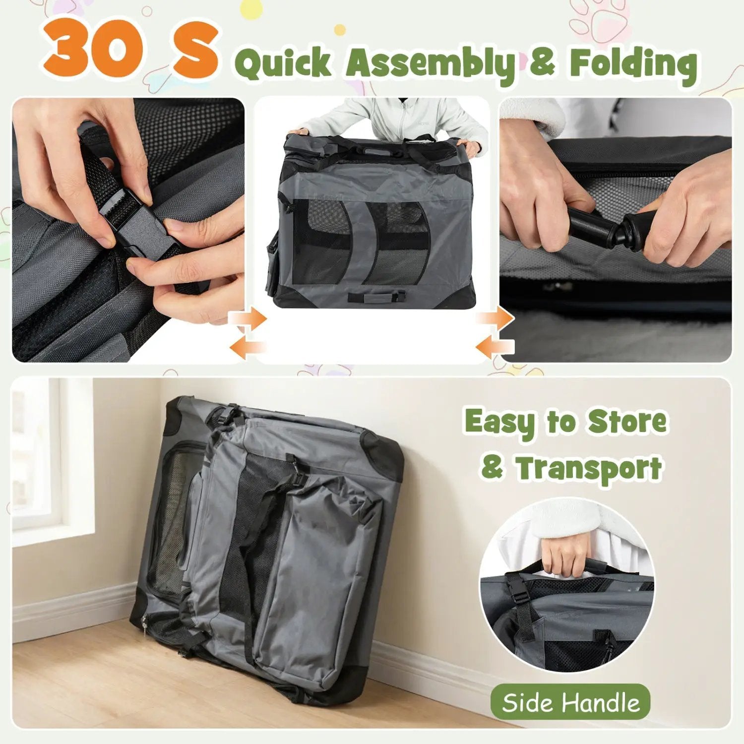 Soft Collapsible Dog Crate with Mesh Windows and 3 Doors by DirectDeals