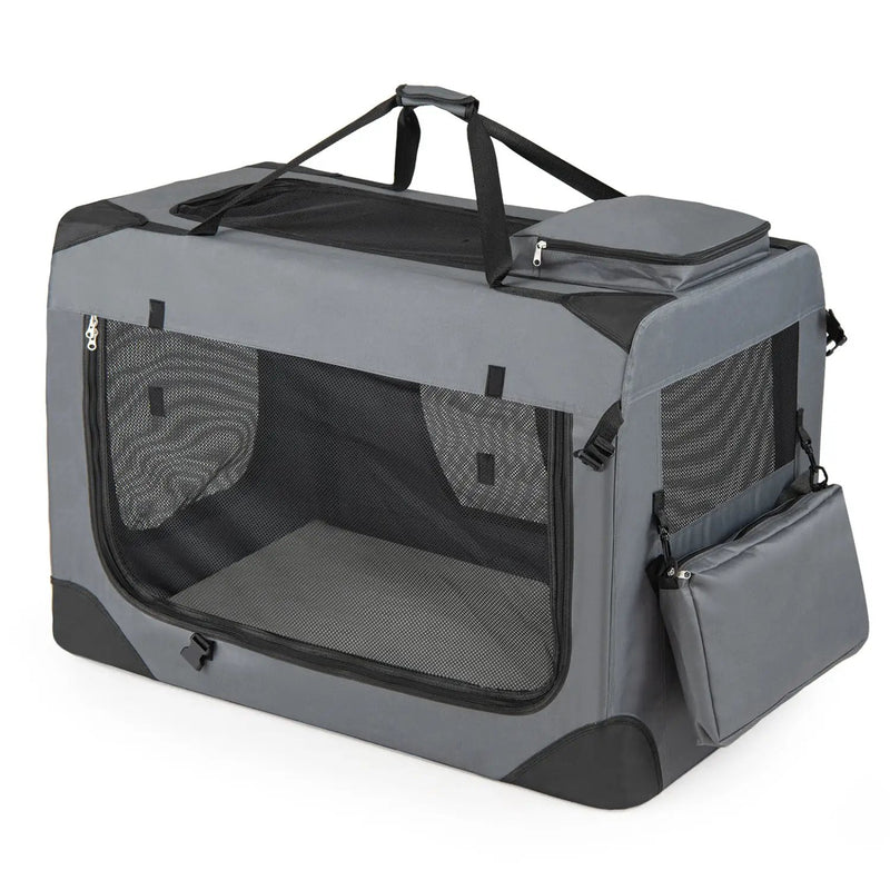 Soft Collapsible Dog Crate with Mesh Windows and 3 Doors by DirectDeals