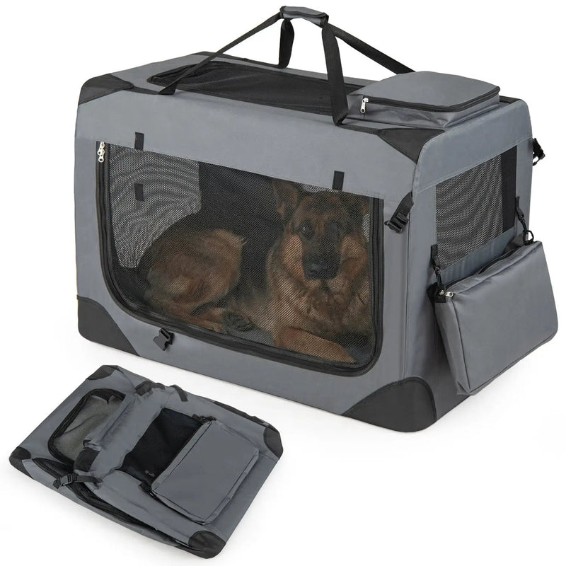Soft Collapsible Dog Crate with Mesh Windows and 3 Doors by DirectDeals