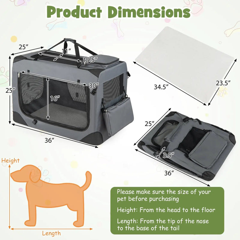 Soft Collapsible Dog Crate with Mesh Windows and 3 Doors by DirectDeals