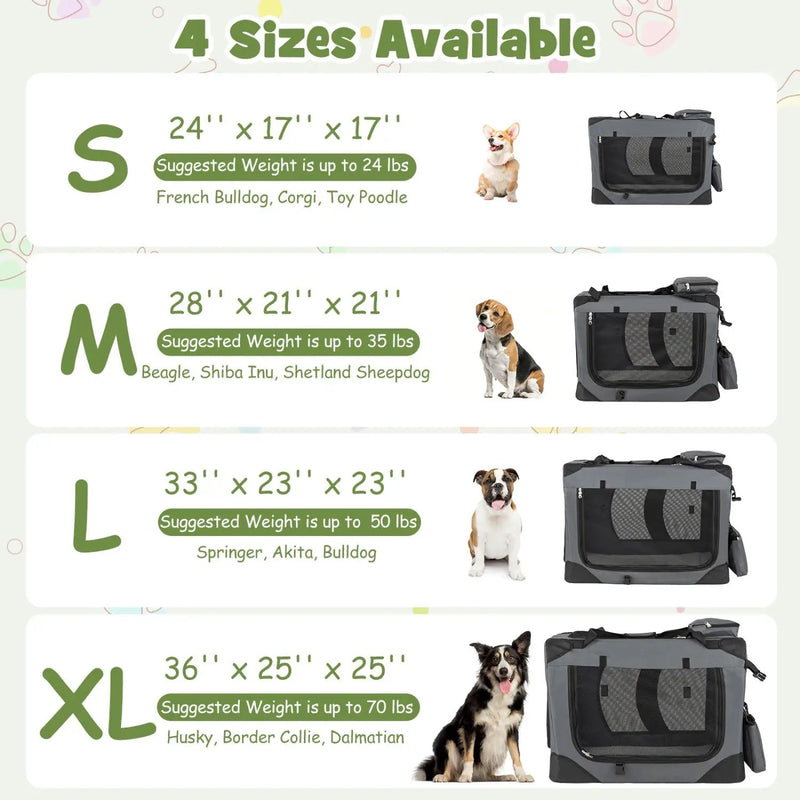 Soft Collapsible Dog Crate with Mesh Windows and 3 Doors by DirectDeals