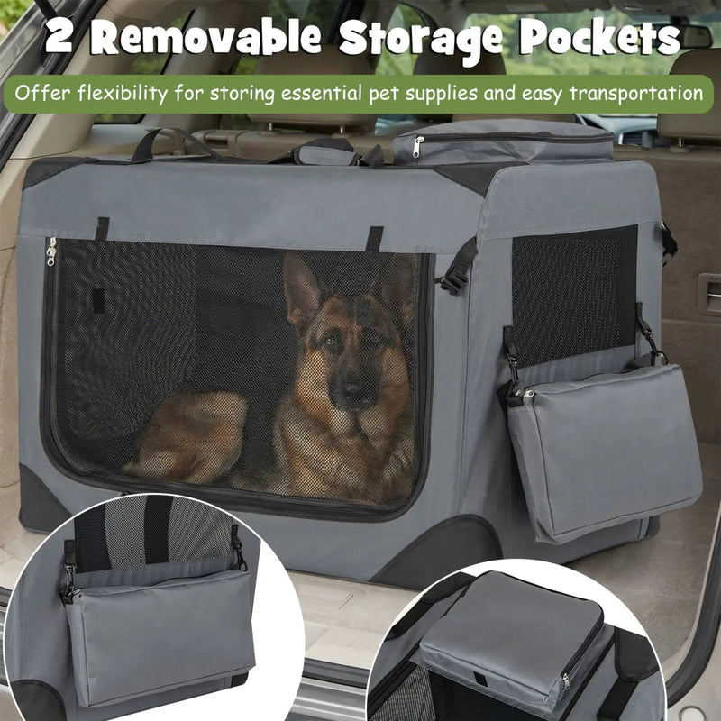 Soft Collapsible Dog Crate with Mesh Windows and 3 Doors by DirectDeals