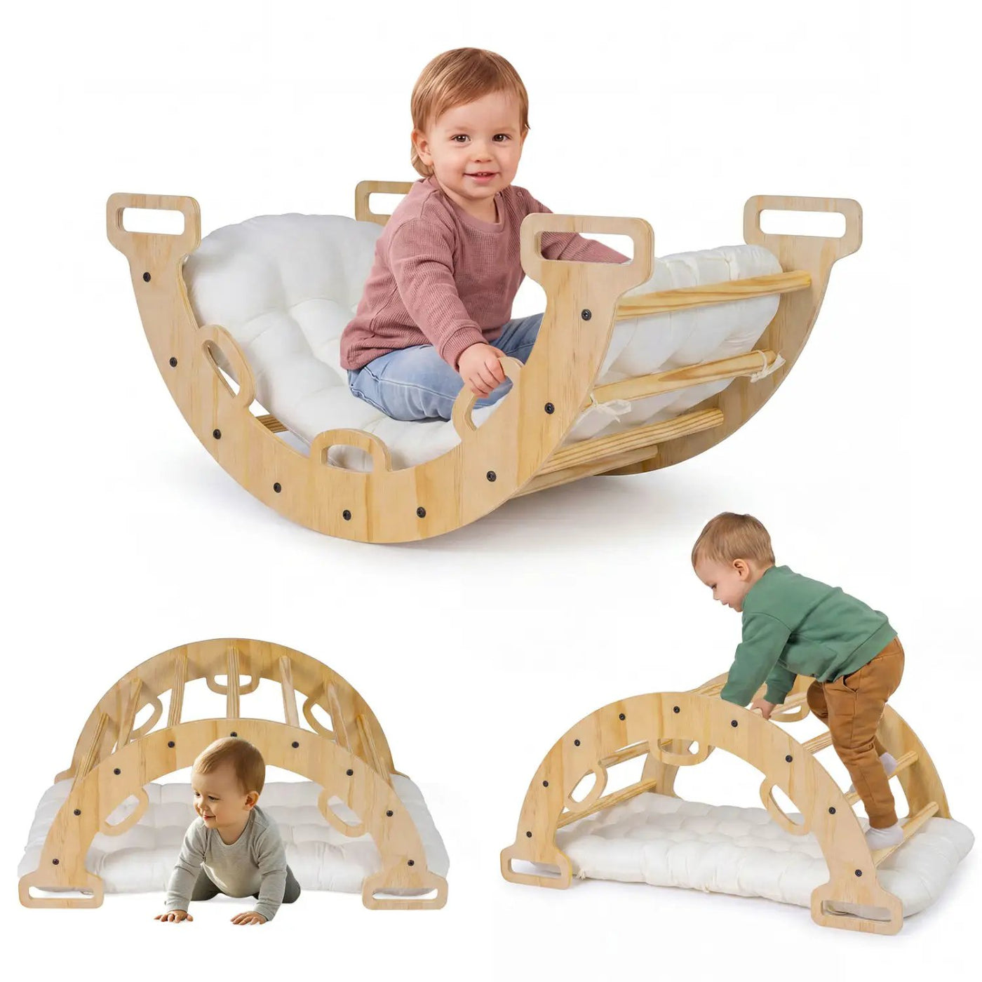 Wooden Rocking Climbing Arch with Cushion 3-in-1 Montessori by DirectDeals