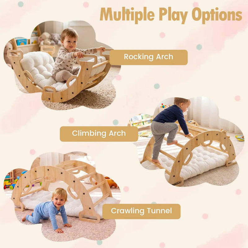 Wooden Rocking Climbing Arch with Cushion 3-in-1 Montessori by DirectDeals